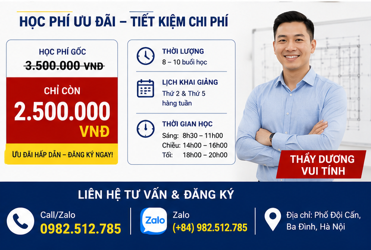 khóa học Autocad tại Đội Cấn