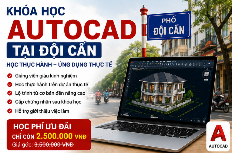 khóa học Autocad tại Đội Cấn