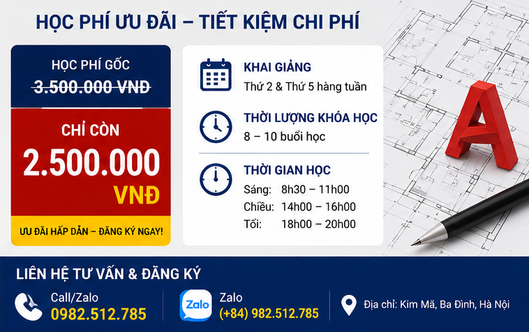 khóa học Autocad tại Kim Mã