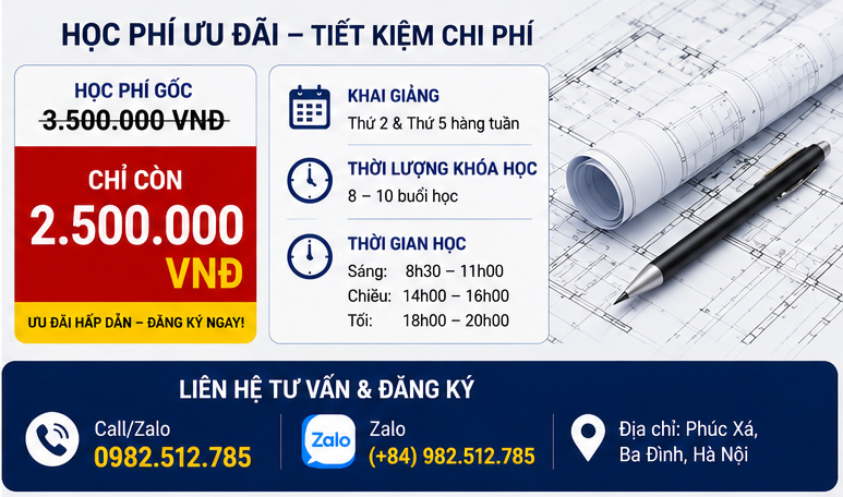 khóa học Autocad tại Phúc Xá