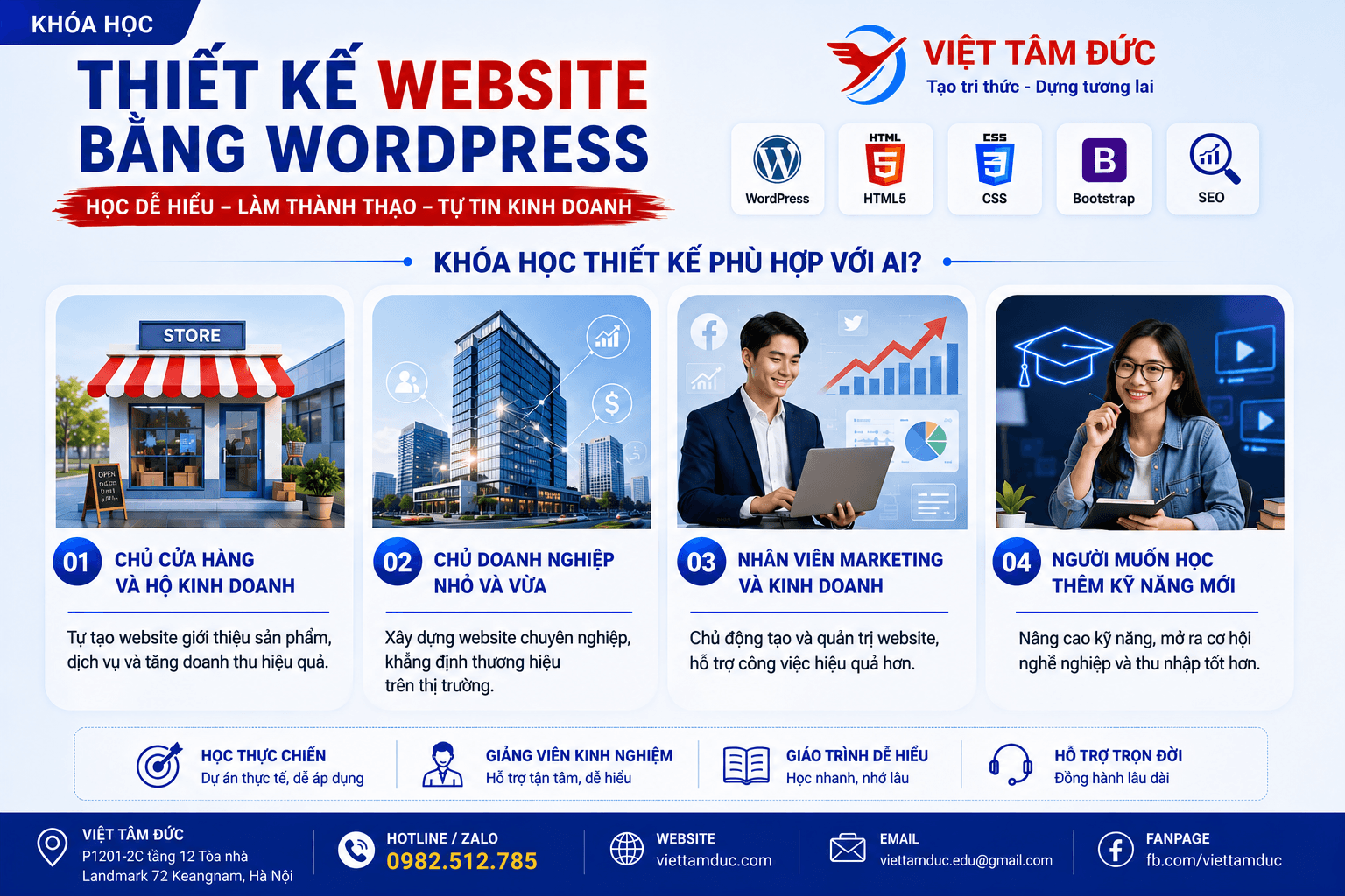 Khóa học thiết kế website xã Bình Minh giúp người học hiểu cách xây dựng, quản trị website và tạo nền tảng cho SEO, Marketing trực tuyến.