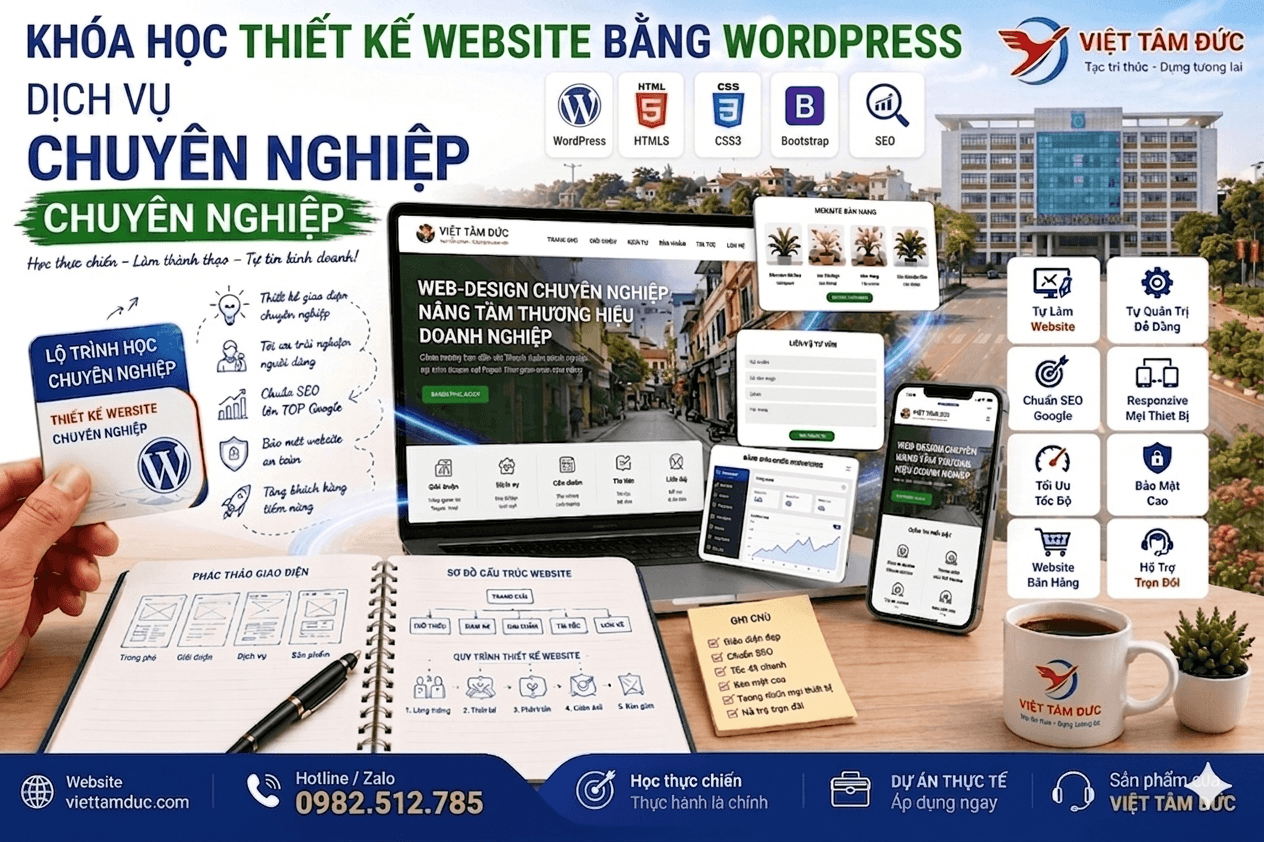 Khóa học thiết kế website bằng wordpress tại Vitadu