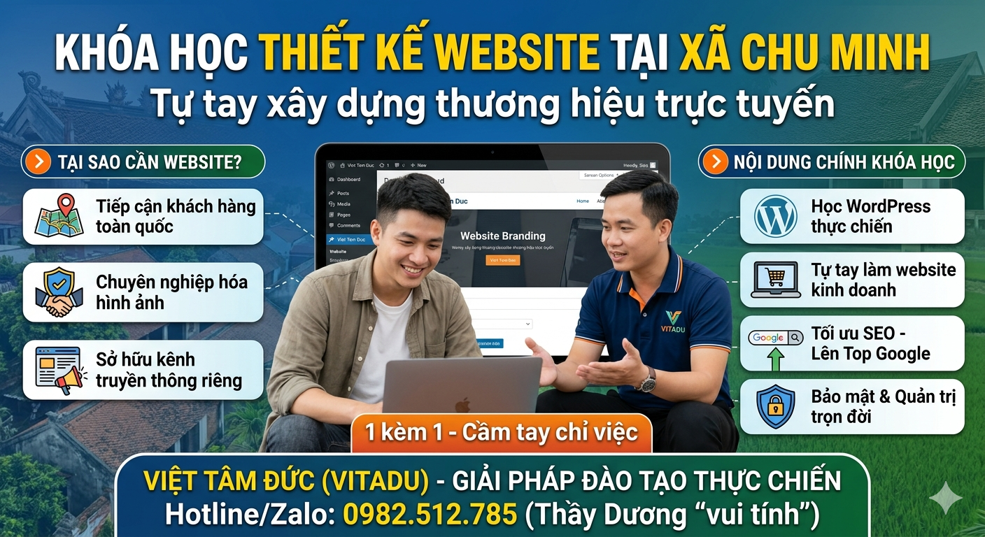 Khóa học thiết kế website tại xã Chu Minh - Thực hành thực chiến, 1 kèm 1
