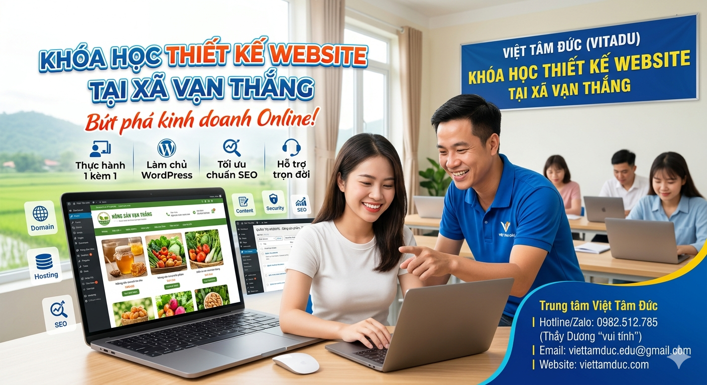 Khóa học thiết kế website tại xã Vạn Thắng - Thực hành 1 kèm 1