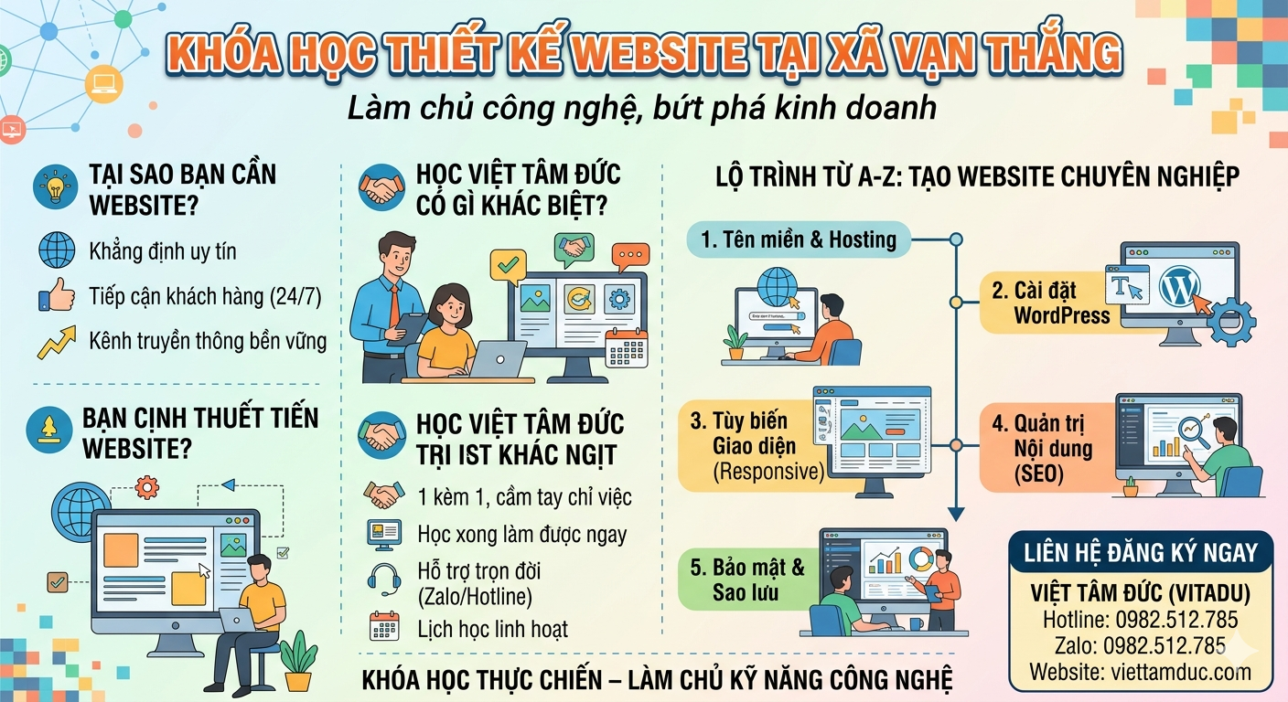 Khóa học thiết kế website tại xã Vạn Thắng - Thực hành 1 kèm 1