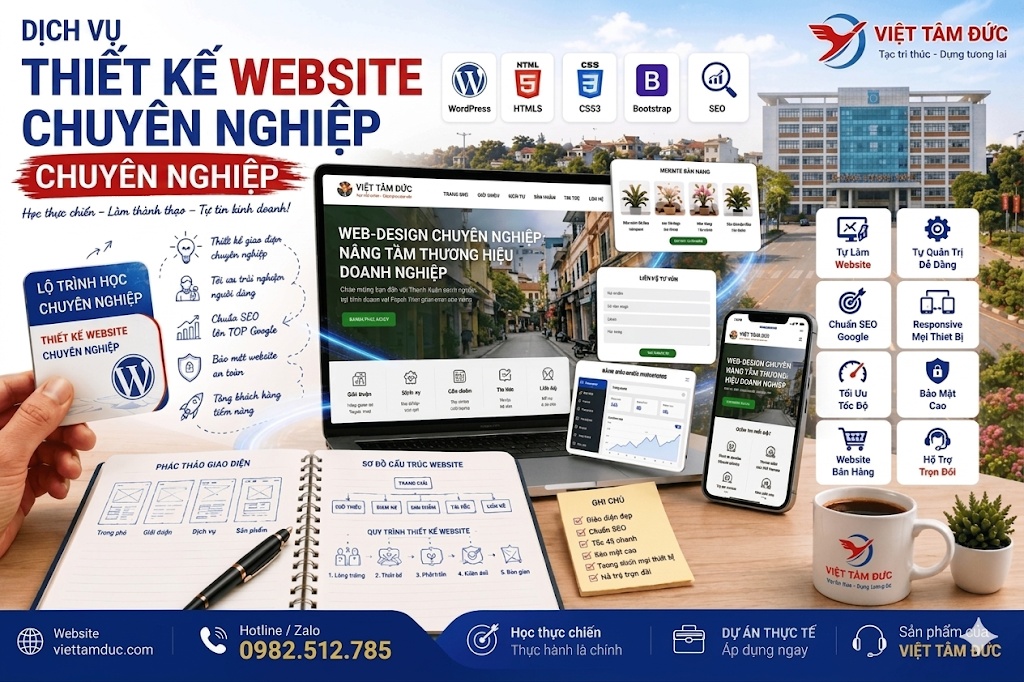 Khóa học thiết kế website tại VITADU